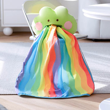 2-in-1 Cute Frog Stuffed Hugging Pillow with Flannel Blanket